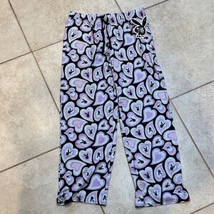 NWT! Y2K Playboy Bunny Hearts Super Soft Pajama Lounge Pants M wide Leg